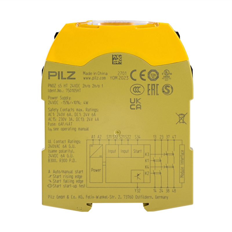 Safety relay PILZ 750105HT PNOZ s5 HT 24 VDC 2n/0 2n/0 t