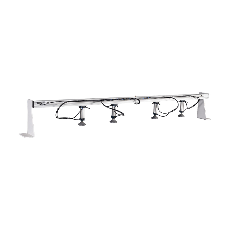 Pneumatic clamping beam assembly for sliding table saws