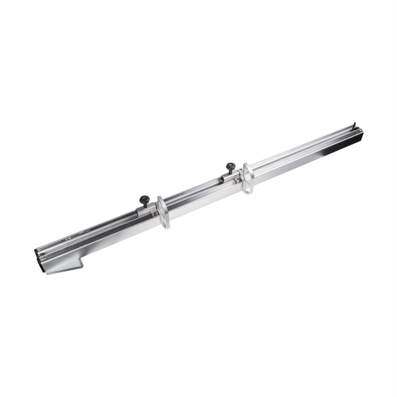 Telescopic ruler 84x76 mm for sliding table saw complete with folding stops