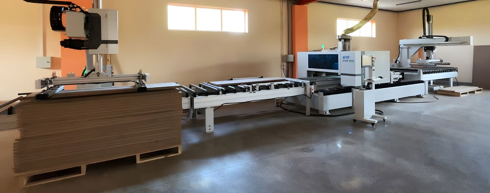 Automated line based on CNC four-side panel cutter KHM-550B