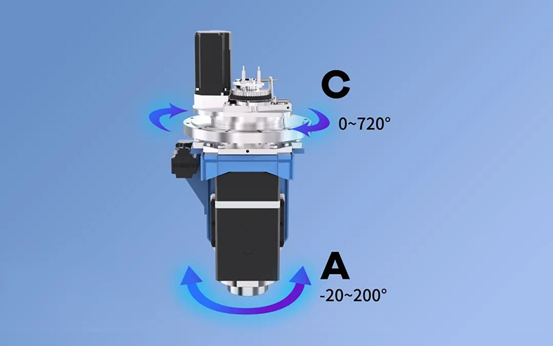 The 5-axis machining center KDT KN-5516 performs 5-axis machining
