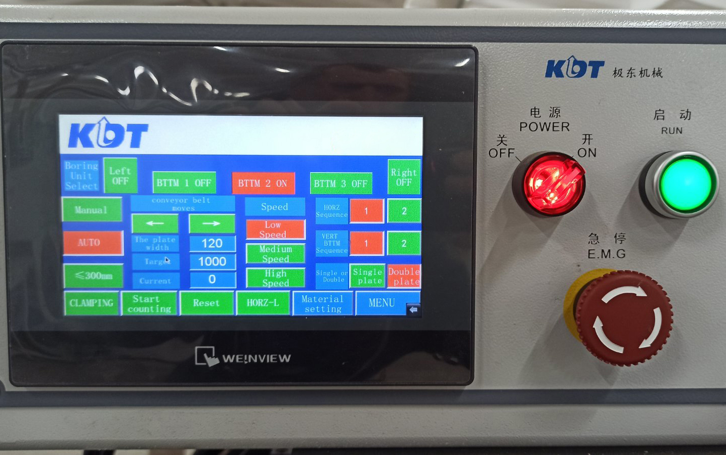 Machine control panel